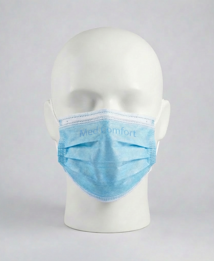 Med Comfort Mundschutz blau 3-lagig mit Elastikbändern 50 Stück – hygienischer Schutz für Nagelstudios und Kosmetikstudios