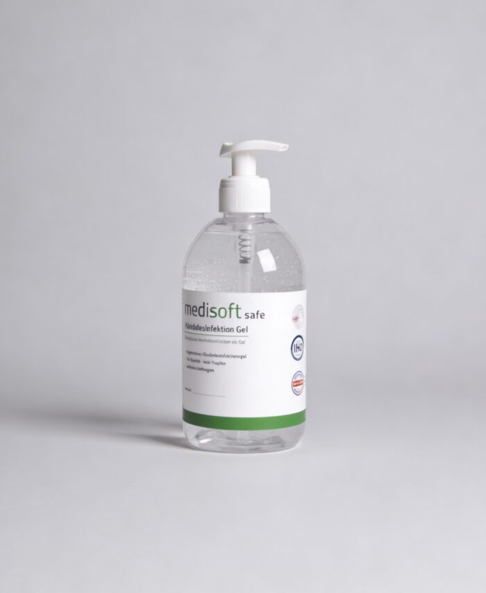 Medisoft safe Gel 500 ml Pumpflasche – hautschonende Händedesinfektion für Nagelstudios und Kosmetikstudios