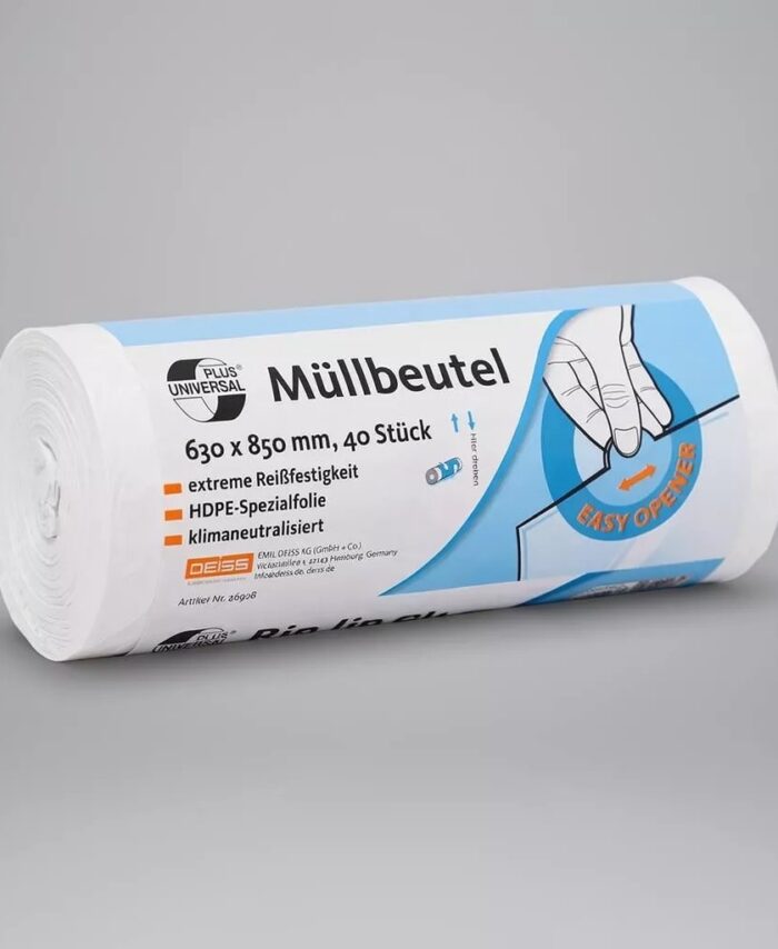 Müllbeutel HDPE Universal Plus 60–80 l weiß – robuste Abfalllösung für Nagelstudios und Kosmetikstudios