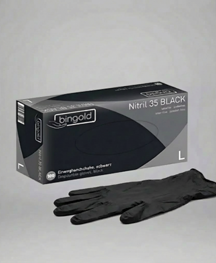 Nitril 35 Black Gr. L Einmalhandschuhe puderfrei 100 Stück – professionelle Schutzhandschuhe für Nagelstudios und Kosmetikstudios