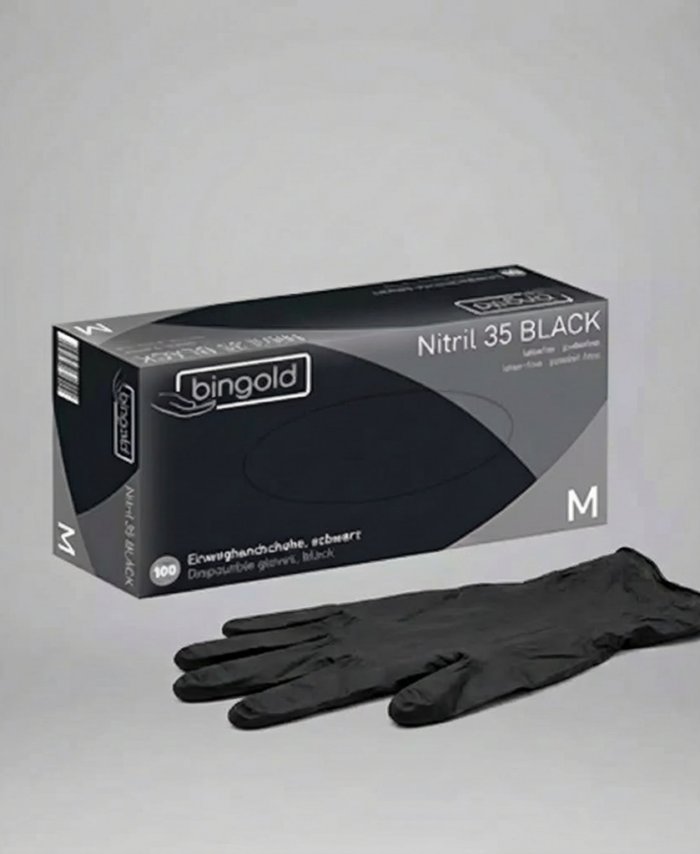 Nitril 35 Black Gr. M Einmalhandschuhe puderfrei 100 Stück – professionelle Schutzhandschuhe für Nagelstudios und Kosmetikstudios
